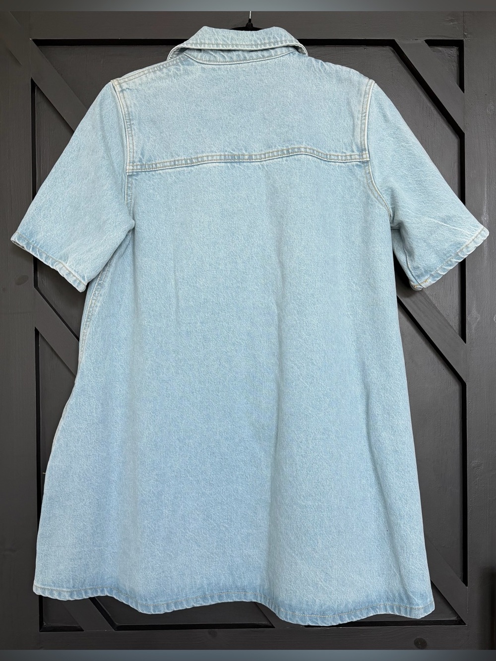 GANNI Cutline Denim Mini Dress in Light Wash, Size 38 (US 6) - Picture 7 of 11